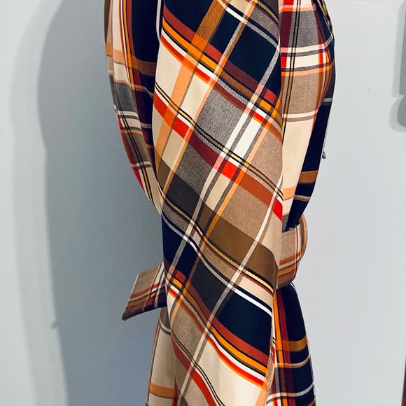 Rare Vtg Montgomery Ward Plaid Trench Coat Med Mod / gogo Vibe Mint! Must Have! - Picture 3 of 7